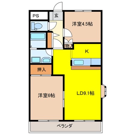 セシーモナンノー(北棟)の物件間取画像